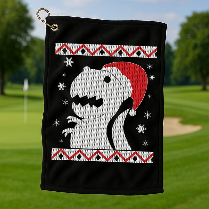 Big T-Rex Ugly Christmas Golf Towel