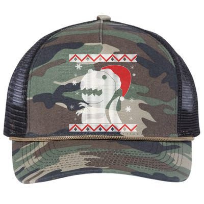 Big T-Rex Ugly Christmas Retro Rope Trucker Hat Cap