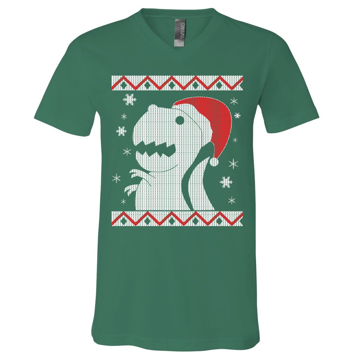 Big T-Rex Ugly Christmas V-Neck T-Shirt