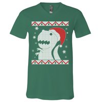 Big T-Rex Ugly Christmas V-Neck T-Shirt