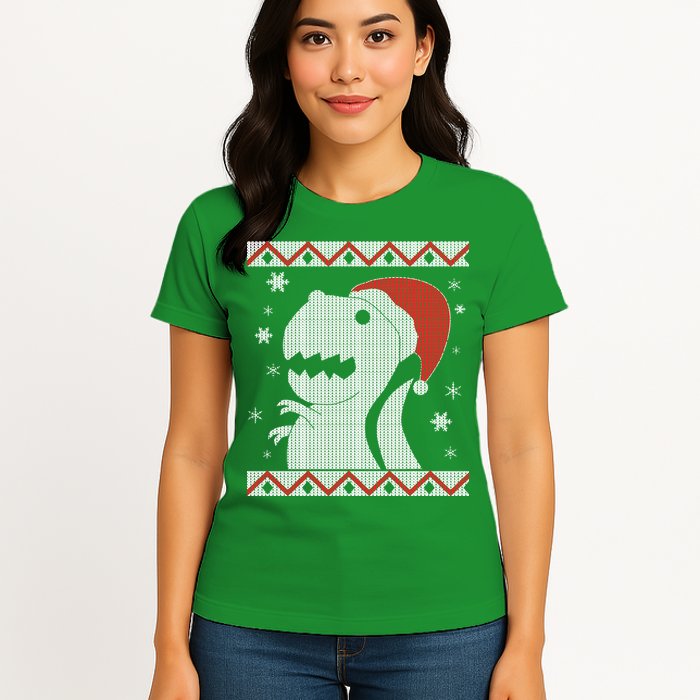 Big T-Rex Ugly Christmas Womens T-Shirt