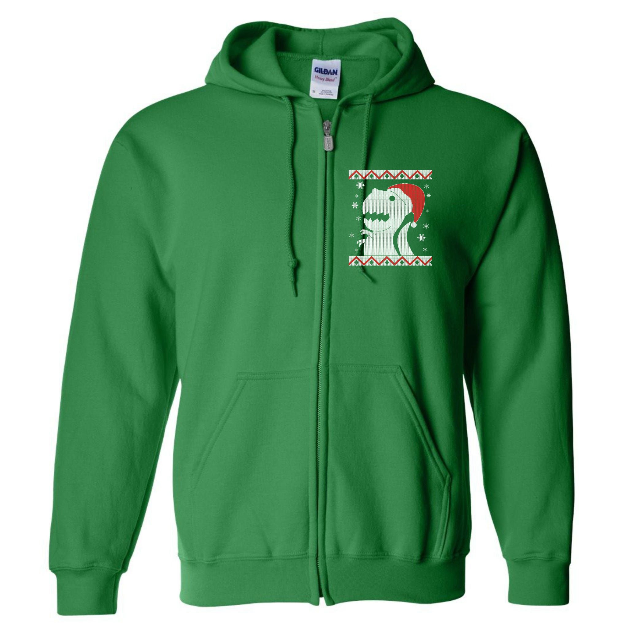 Big T-Rex Ugly Christmas Full Zip Hoodie