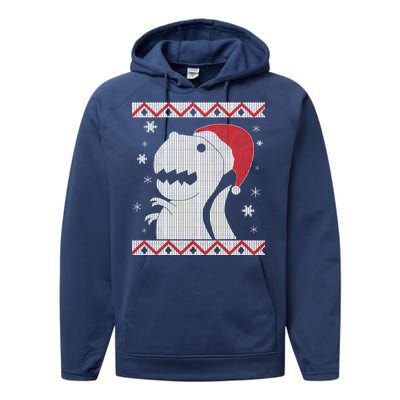 Big T-Rex Ugly Christmas Performance Fleece Hoodie