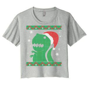 Big T-Rex Ugly Christmas Women's Crop Top Tee