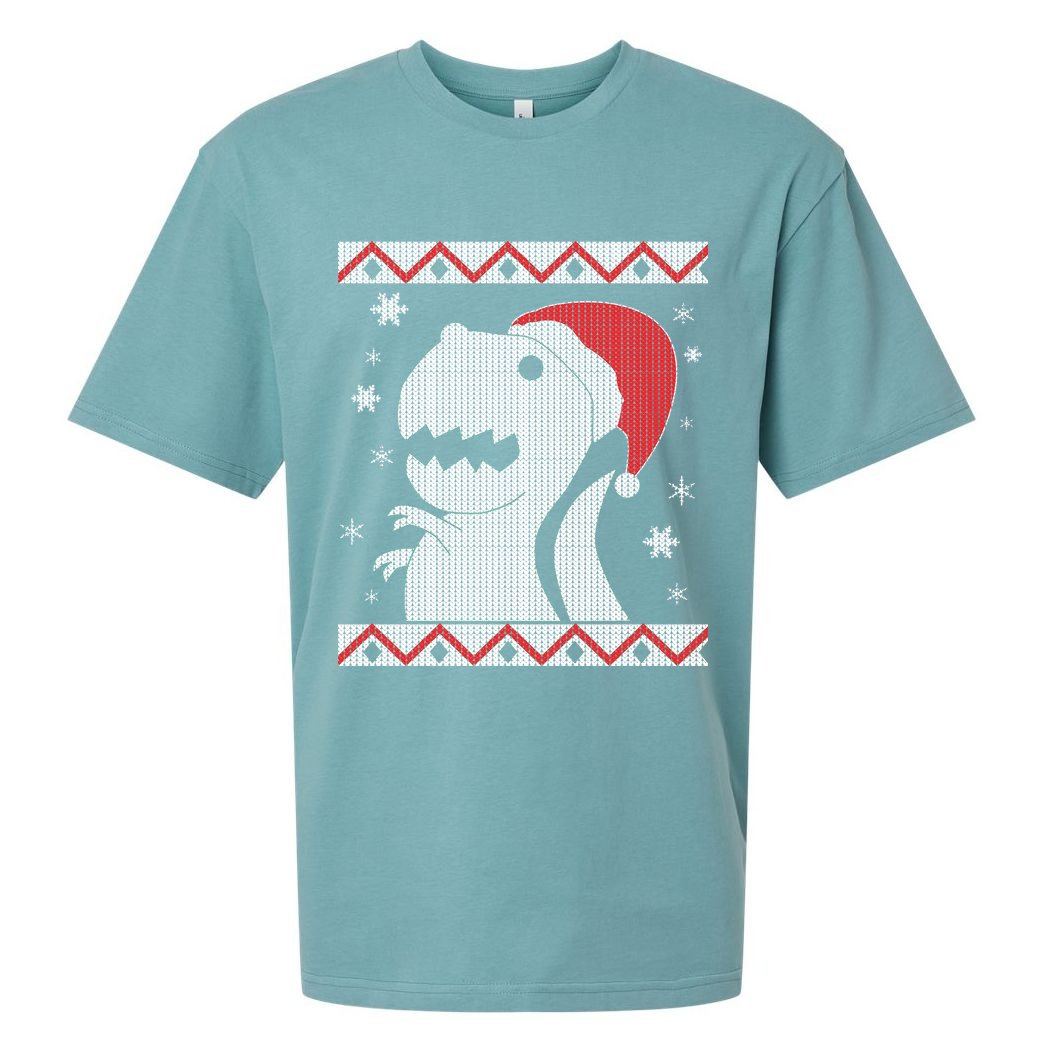 Big T-Rex Ugly Christmas Sueded Cloud Jersey T-Shirt