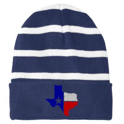 Big Texas Flag Vintage Striped Beanie with Solid Band