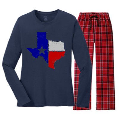 Big Texas Flag Vintage Women's Long Sleeve Flannel Pajama Set 