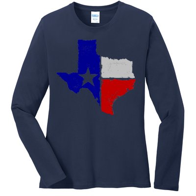 Big Texas Flag Vintage Ladies Long Sleeve Shirt