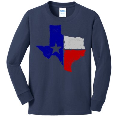 Big Texas Flag Vintage Kids Long Sleeve Shirt