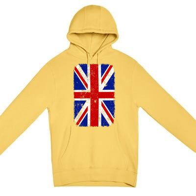 Big Vintage British England Flag Premium Pullover Hoodie