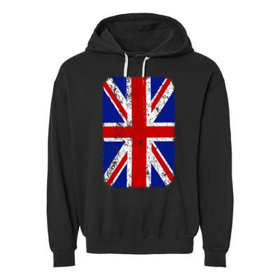 Big Vintage British England Flag Garment-Dyed Fleece Hoodie