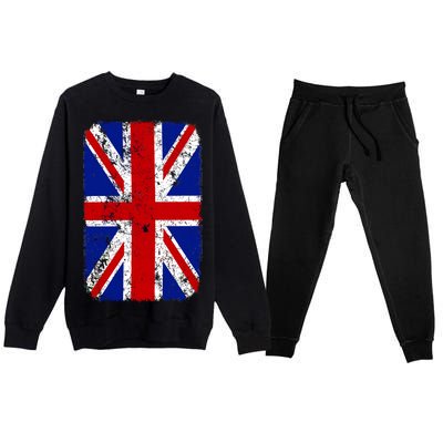 Big Vintage British England Flag Premium Crewneck Sweatsuit Set