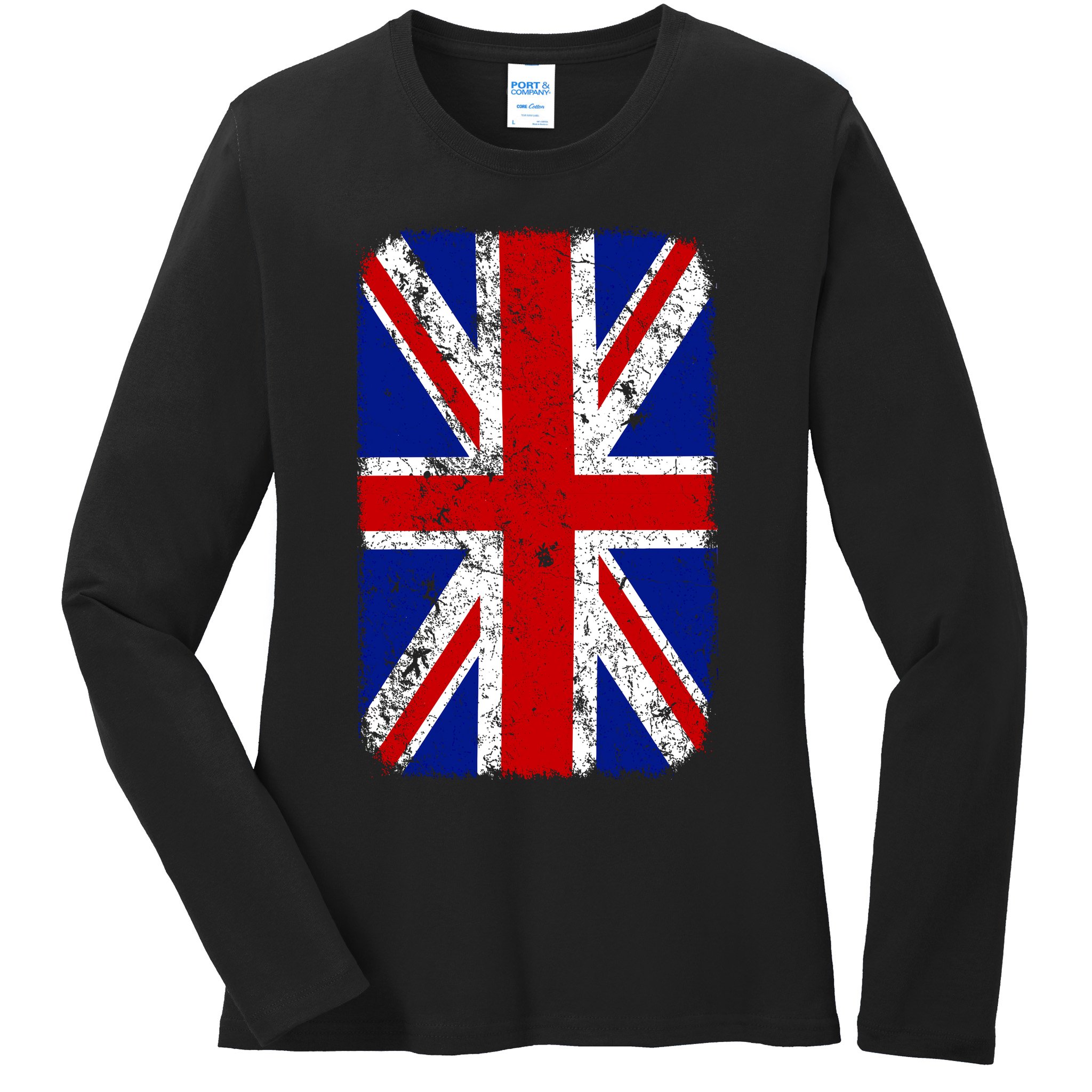 Big Vintage British England Flag Ladies Long Sleeve Shirt