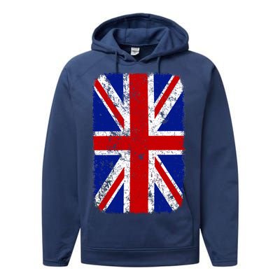 Big Vintage British England Flag Performance Fleece Hoodie