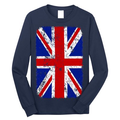 Big Vintage British England Flag Long Sleeve Shirt