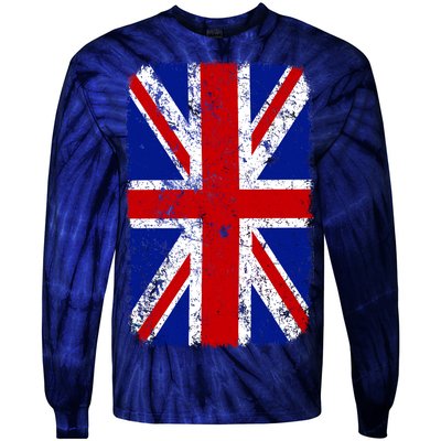 Big Vintage British England Flag Tie-Dye Long Sleeve Shirt