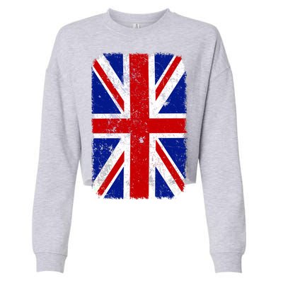 Big Vintage British England Flag Cropped Pullover Crew