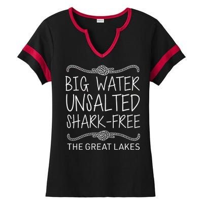 Big Water Unsalted Shark Free The Great Lakes Ladies Halftime Notch Neck Tee