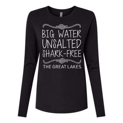 Big Water Unsalted Shark Free The Great Lakes Womens Cotton Relaxed Long Sleeve T-Shirt