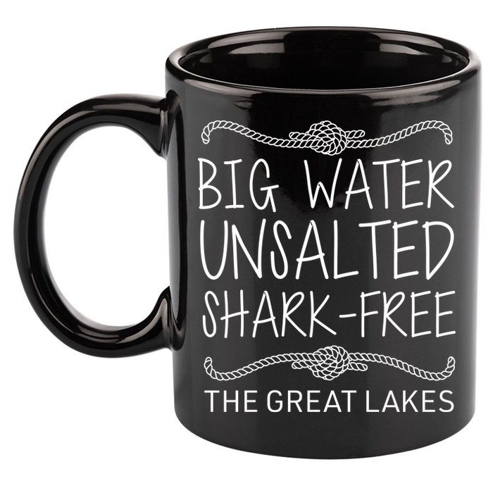 Big Water Unsalted Shark Free The Great Lakes 11oz C Handle Ceramic Mug