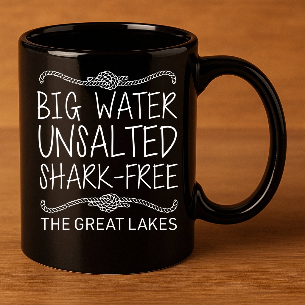 Big Water Unsalted Shark Free The Great Lakes 11oz C Handle Ceramic Mug