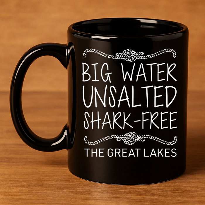 Big Water Unsalted Shark Free The Great Lakes 11oz C Handle Ceramic Mug
