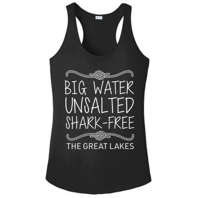 Big Water Unsalted Shark Free The Great Lakes Ladies PosiCharge Competitor Racerback Tank