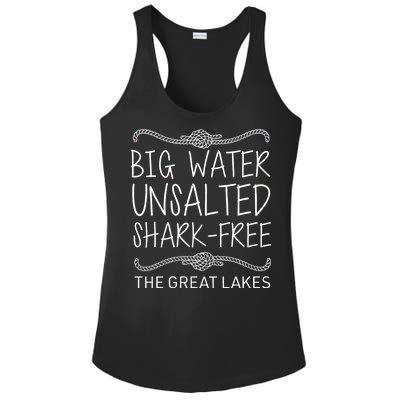 Big Water Unsalted Shark Free The Great Lakes Ladies PosiCharge Competitor Racerback Tank