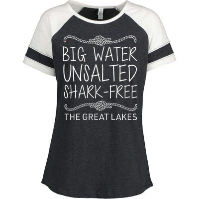 Big Water Unsalted Shark Free The Great Lakes Enza Ladies Jersey Colorblock Tee