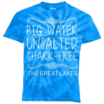 Big Water Unsalted Shark Free The Great Lakes Kids Tie-Dye T-Shirt