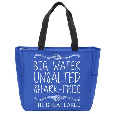 Big Water Unsalted Shark Free The Great Lakes Zip Tote Bag