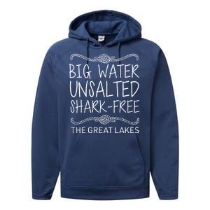 Big Water Unsalted Shark Free The Great Lakes Performance Fleece Hoodie