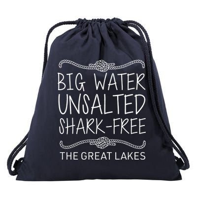 Big Water Unsalted Shark Free The Great Lakes Drawstring Bag