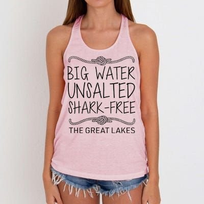 Big Water Unsalted Shark Free The Great Lakes Women's Knotted Racerback Tank