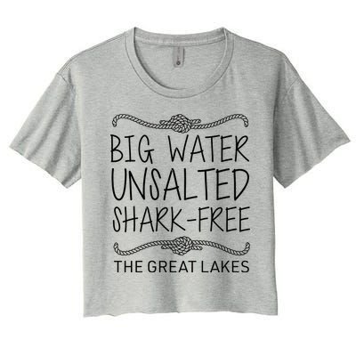 Big Water Unsalted Shark Free The Great Lakes Women's Crop Top Tee