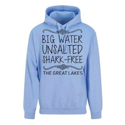 Big Water Unsalted Shark Free The Great Lakes Unisex Surf Hoodie