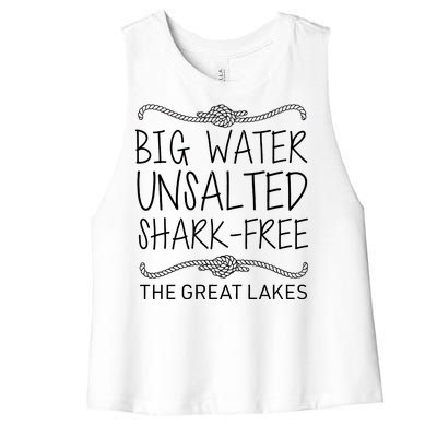 Big Water Unsalted Shark Free The Great Lakes Women's Racerback Cropped Tank