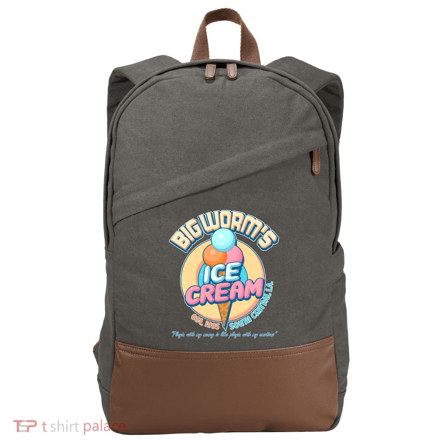 Big Worm's Ice Cream Est 1995 Cotton Canvas Backpack
