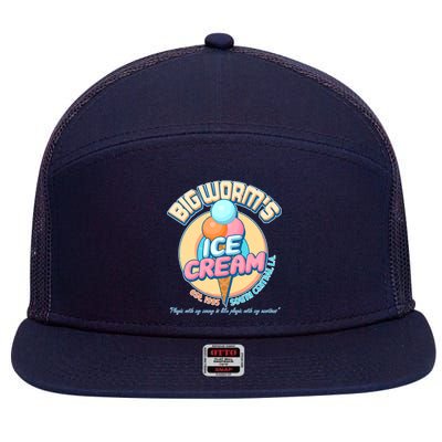 Big Worm's Ice Cream Est 1995 7 Panel Mesh Trucker Snapback Hat