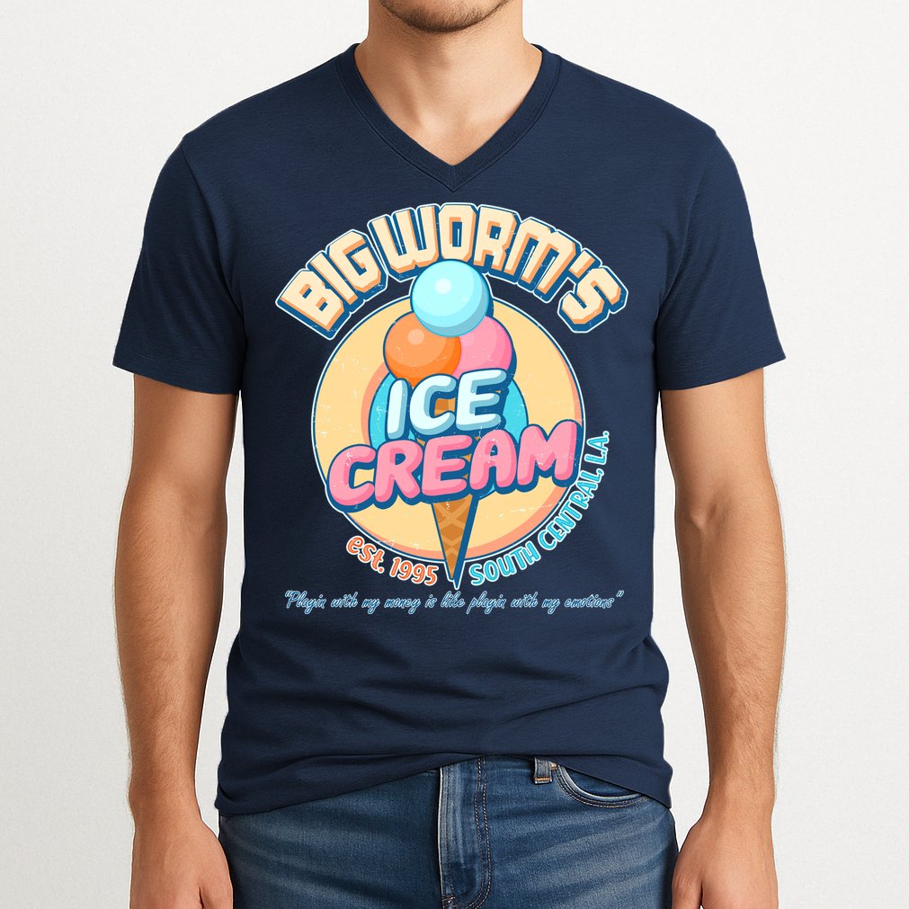 Big Worm's Ice Cream Est 1995 V-Neck T-Shirt