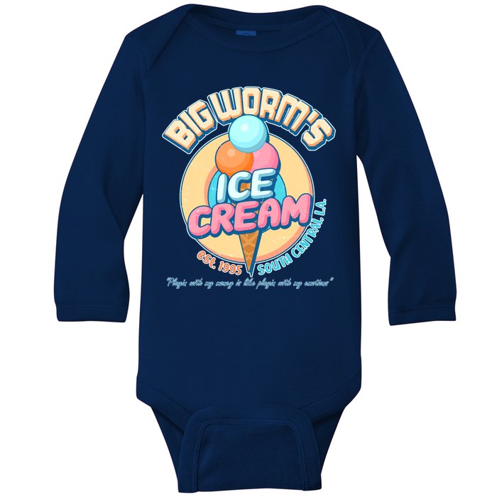 Big Worm's Ice Cream Est 1995 Baby Long Sleeve Bodysuit