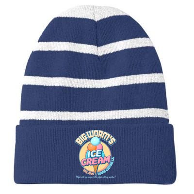 Big Worm's Ice Cream Est 1995 Striped Beanie with Solid Band