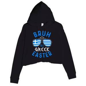 Bruh Its Greek Easter Sunglasses Greek Crop Fleece Hoodie