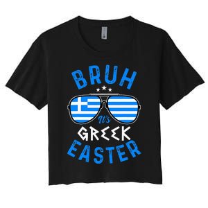 Bruh Its Greek Easter Sunglasses Greek Women's Crop Top Tee