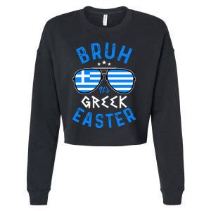 Bruh Its Greek Easter Sunglasses Greek Cropped Pullover Crew