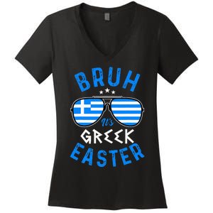 Bruh Its Greek Easter Sunglasses Greek Women's V-Neck T-Shirt