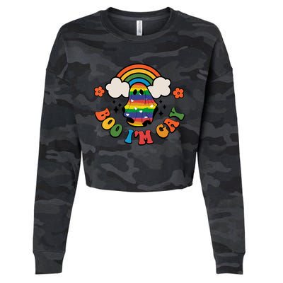 Boo I'm Gay Halloween Lgbtq Pride Ally Coming Out Day Cropped Pullover Crew