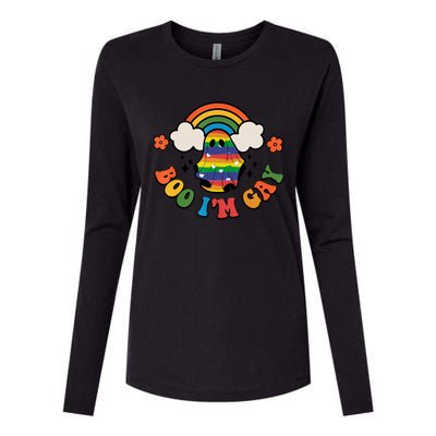 Boo I'm Gay Halloween Lgbtq Pride Ally Coming Out Day Womens Cotton Relaxed Long Sleeve T-Shirt