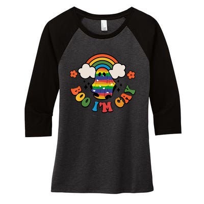 Boo I'm Gay Halloween Lgbtq Pride Ally Coming Out Day Women's Tri-Blend 3/4-Sleeve Raglan Shirt