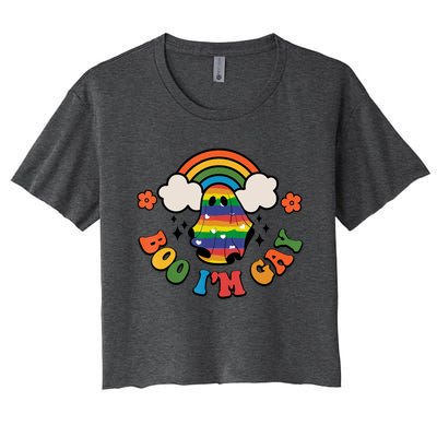 Boo I'm Gay Halloween Lgbtq Pride Ally Coming Out Day Women's Crop Top Tee